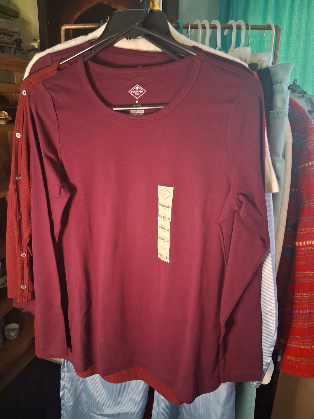 St. John's Bay Long-Sleeve Crewneck Tee - Burgundy